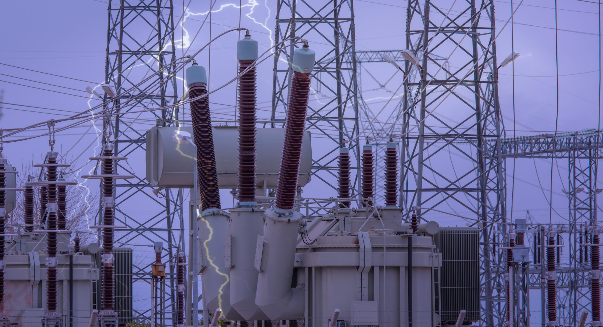 Transformer,Concept,-,High,Voltage,Electric,Substation,With,Lightning